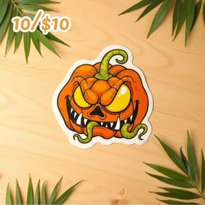 Halloween Pumpkin Monster Sticker – Spooky Jack O’Lantern Horror Vinyl Decal